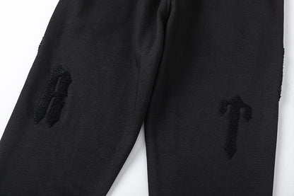 Solid Black Knit Two-Piece Set Casual Loose Pullover Top Wide Leg Pants Matching Outfit Cozy Loungewear Streetwear Co-ord Set | Onyx Set