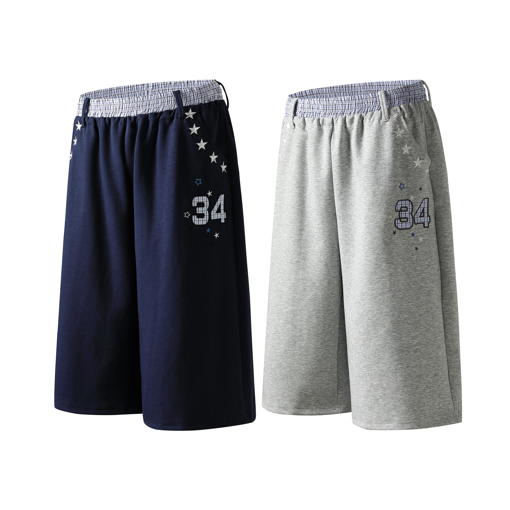 Star 34 Wide Leg Sweat Shorts - Gray Back
