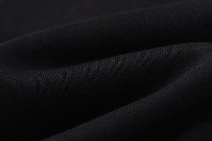 Black Graphic Hoodie and Joggers Tracksuit Set, Two Piece Streetwear Outfit