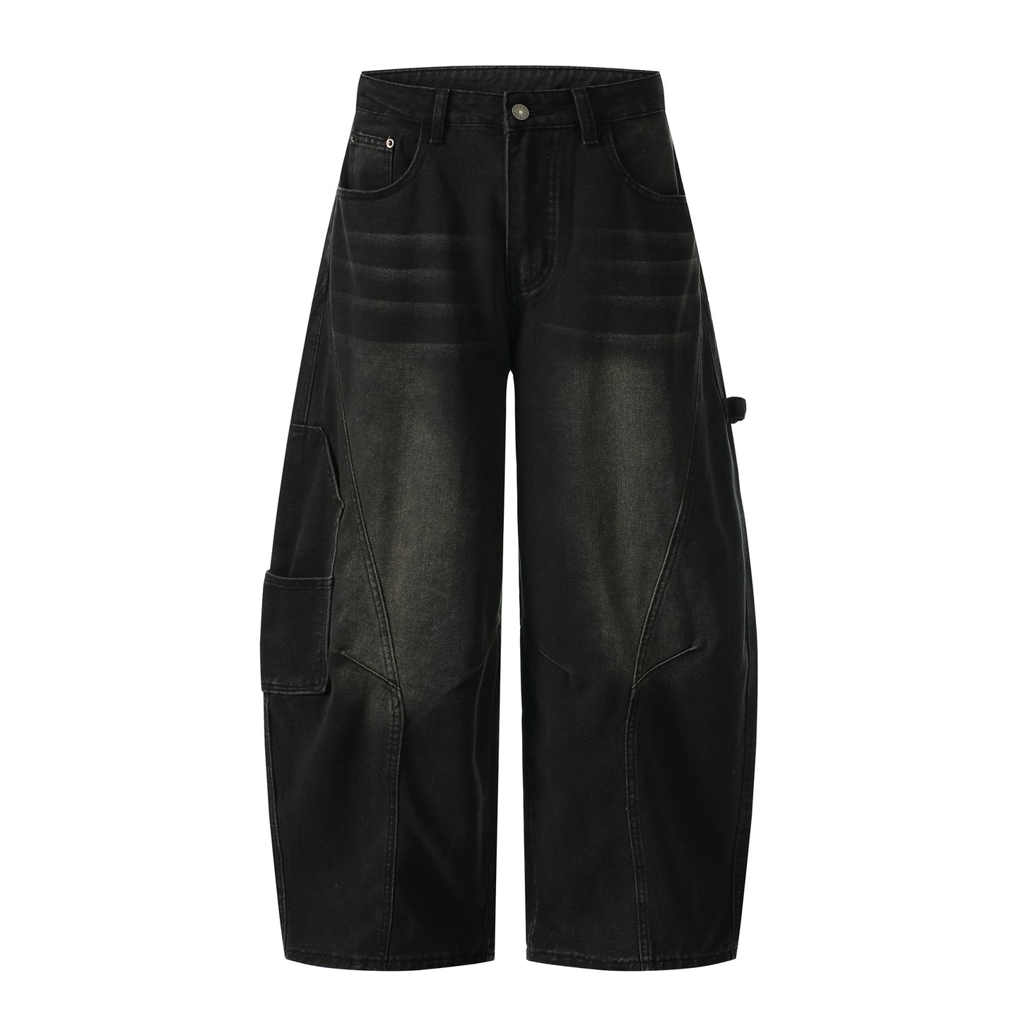 GRAYSTAR cargo jeans back view with embroidered waistband and patches