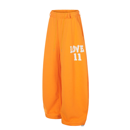 LOVE 11 Balloon Wide Leg Sweatpants - Orange Front
