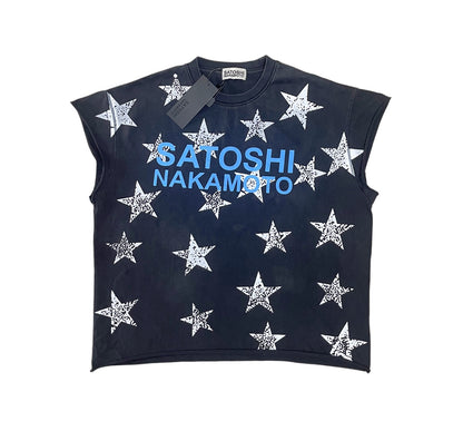 Satoshi Nakamoto Star Print Sleeveless Tee