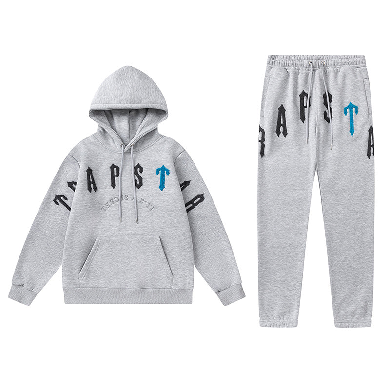 Trapstar black hoodie and joggers tracksuit set with red graphic lettering - view 2