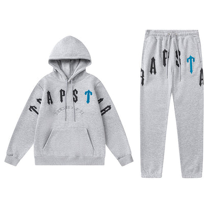 Trapstar Black and Red Graphic Hoodie and Joggers Tracksuit Set, Two Piece Streetwear Outfit