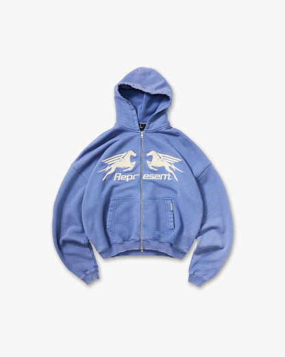 Pegasus Zip Through Hoodie - Indigo