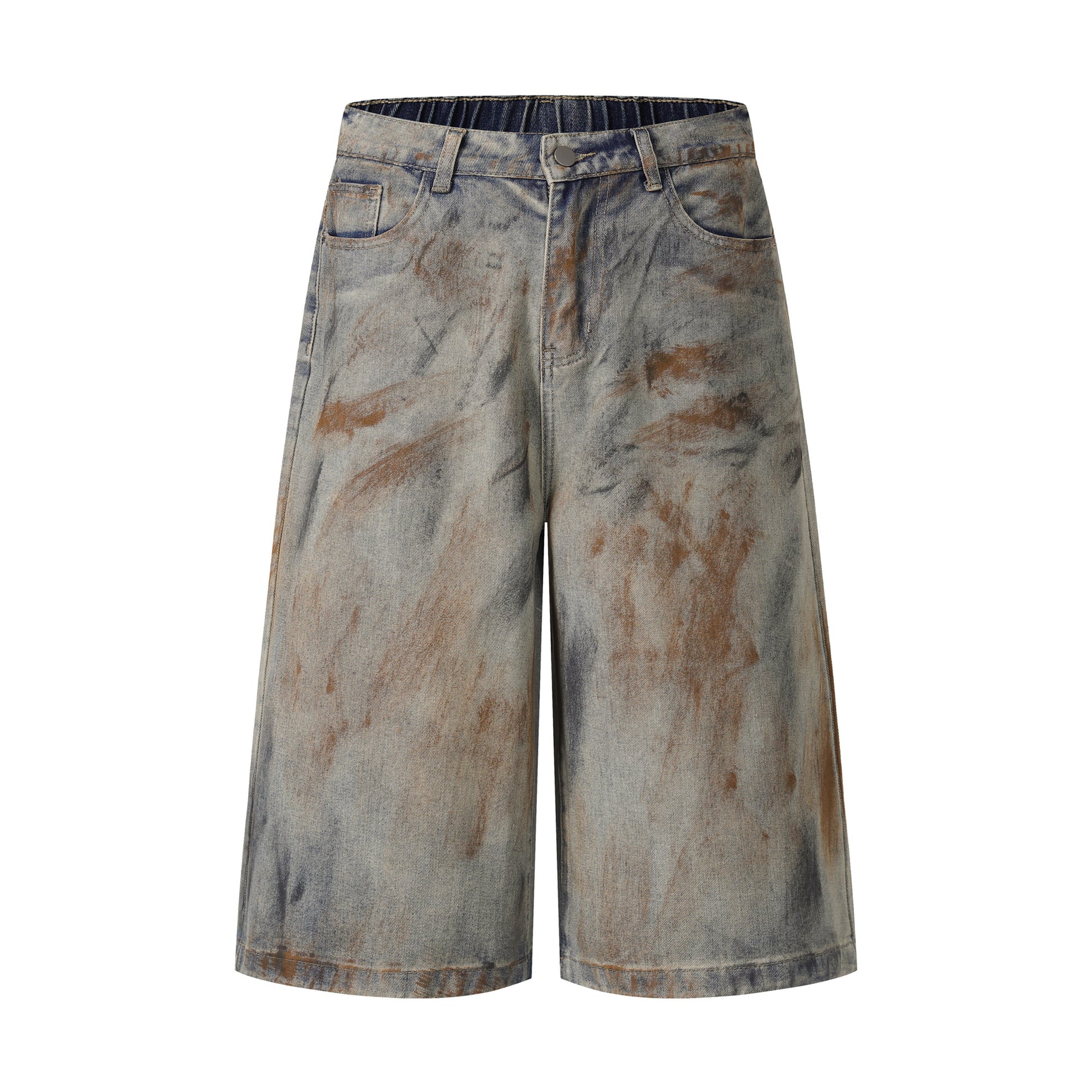 Mud dye denim shorts front view