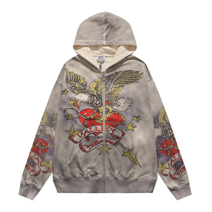 Vale Forever Ed Hardy 14 Zip Up Hoodie Grey