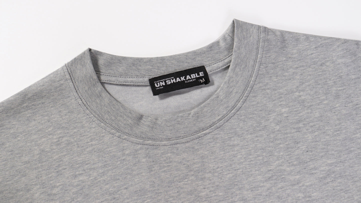 Unshakable Triple Logo Distressed Print Oversized Tee Vintage Washed Streetwear Short Sleeve T-Shirt