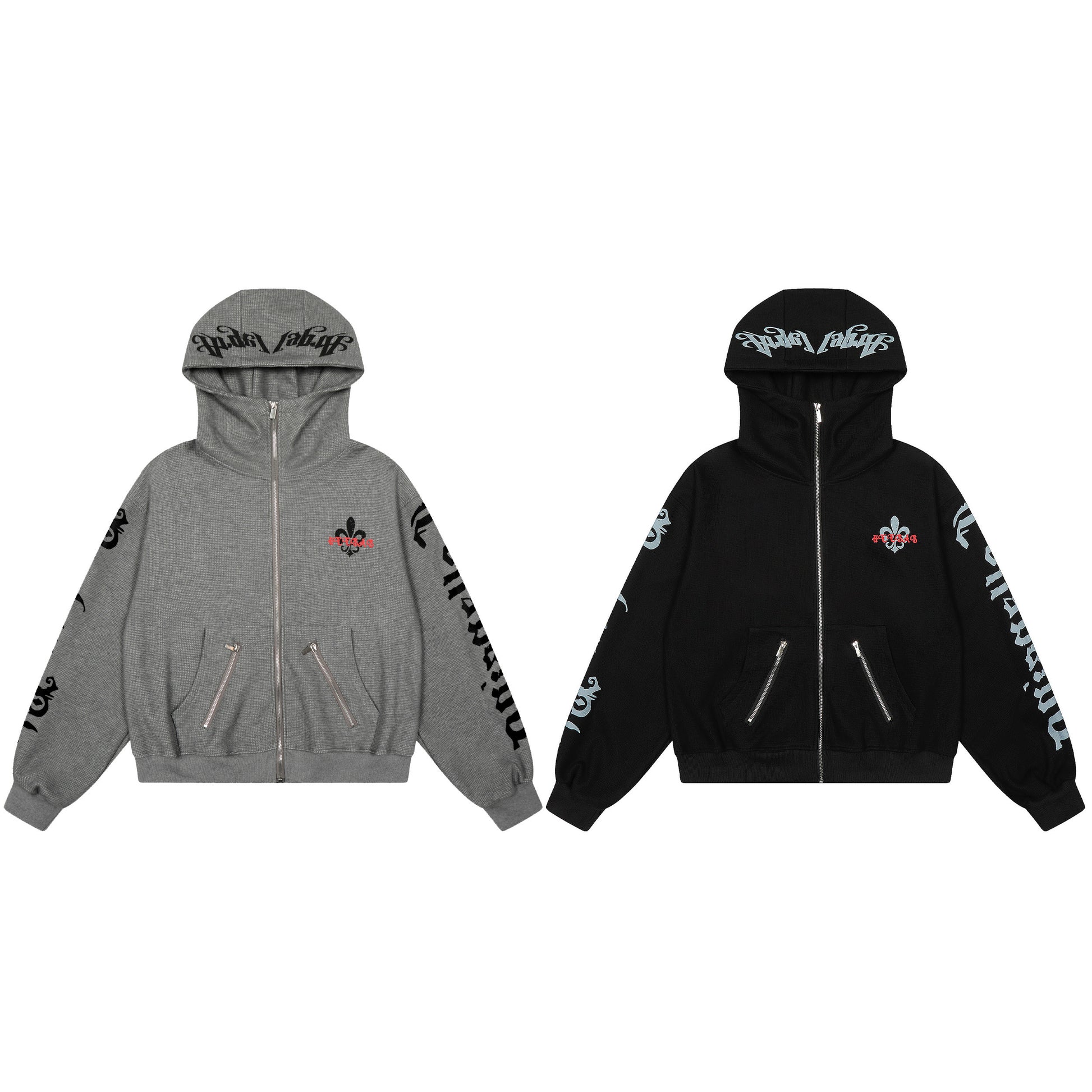 Fleur Goth Gothic Zip Hoodie Black Front