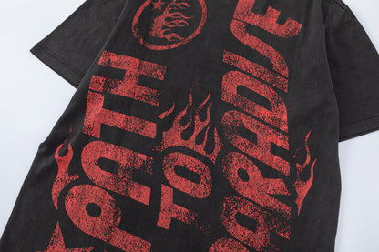 Oversized Short Sleeve Graphic Tee Dropped Shoulder Streetwear Summer Casual T-Shirt | Crest Wave