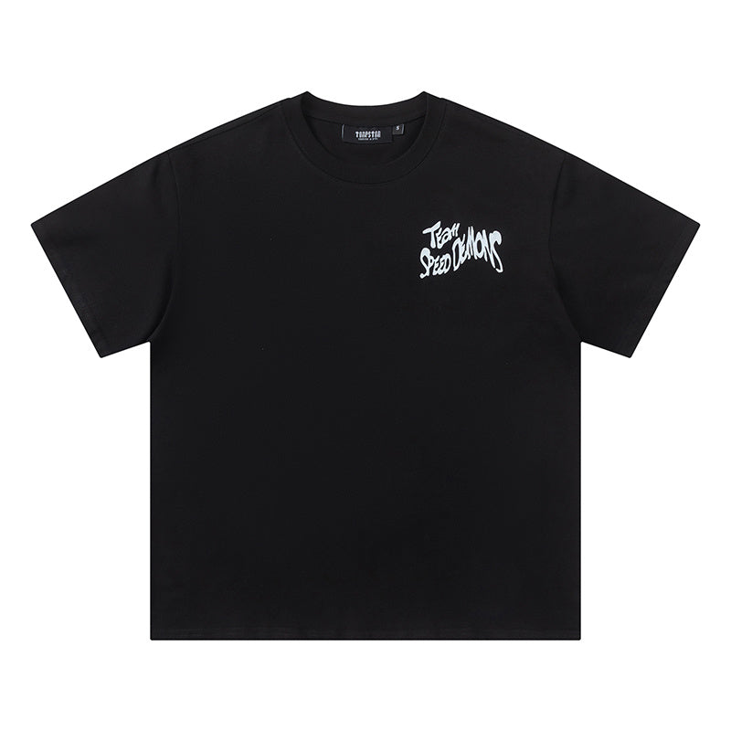 Trapstar graphic short sleeve crew neck T-shirt with chest logo and illustrated truck back print - view 2