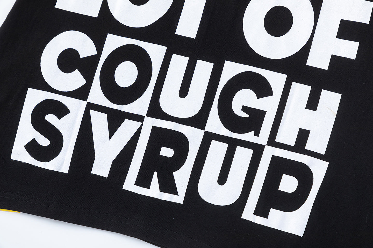 Black oversized short-sleeve graphic T-shirt with Cough Syrup front print and large back text - view 2