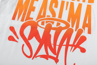 SATTAK Unisex Graphic T-Shirt, Crew Neck Streetwear Tee with Orange Print