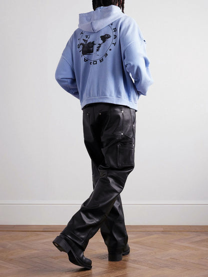 Daughter's Distressed Printed Cotton-Jersey Zip-Up Hoodie