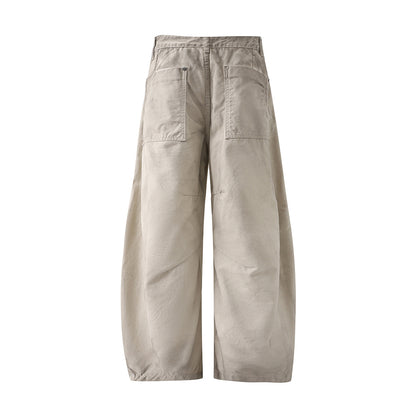Diagonal Seam Wide Leg Cargo Pants High Waist Khaki Washed Utility Streetwear Casual Trousers | Sand Arc