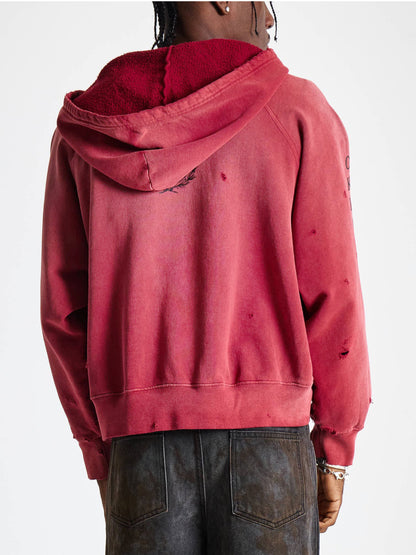 Enfants Riches Deprimes ERD Oklahoma City Church Afterhood Raglan Hoodie Washed Distressed Heavyweight Cotton Oversized Pullover Sweatshirt | Church After