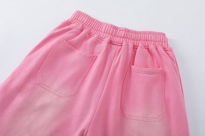 Elastic Waist Patch Pocket Sweat Shorts Solid Color Casual Jogger Summer Lounge Shorts | Pink Sweat