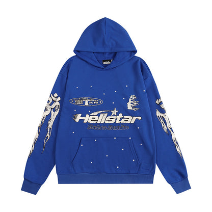 Hellstar Rhinestone Flare Logo Hoodie 'Blue'
