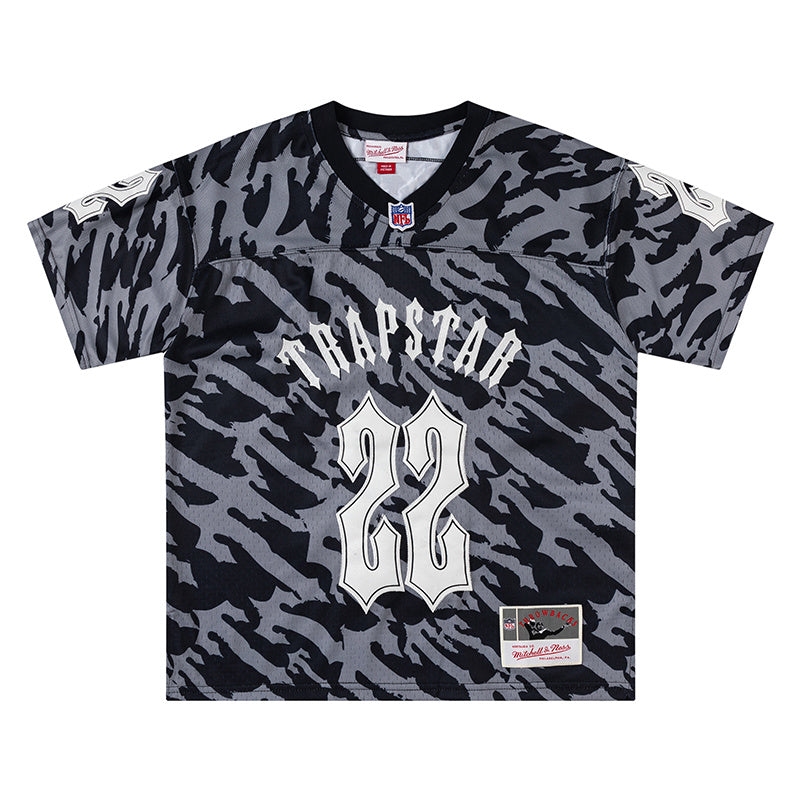 Mitchell & Ness black and gray camo NFL jersey with TRAPSTAR graphic and number 22 - view 2