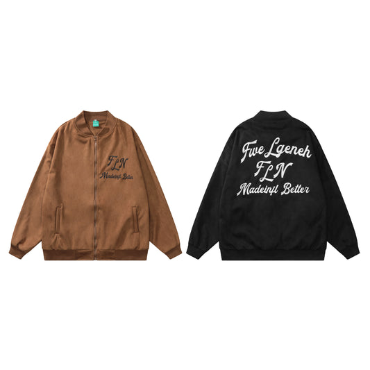 Brown jacket back Five Lgeneh FLN Madeinfl Better embroidery
