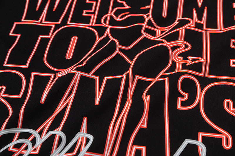 Black graphic crew neck short sleeve T-shirt with small front Synas Club print - view 2