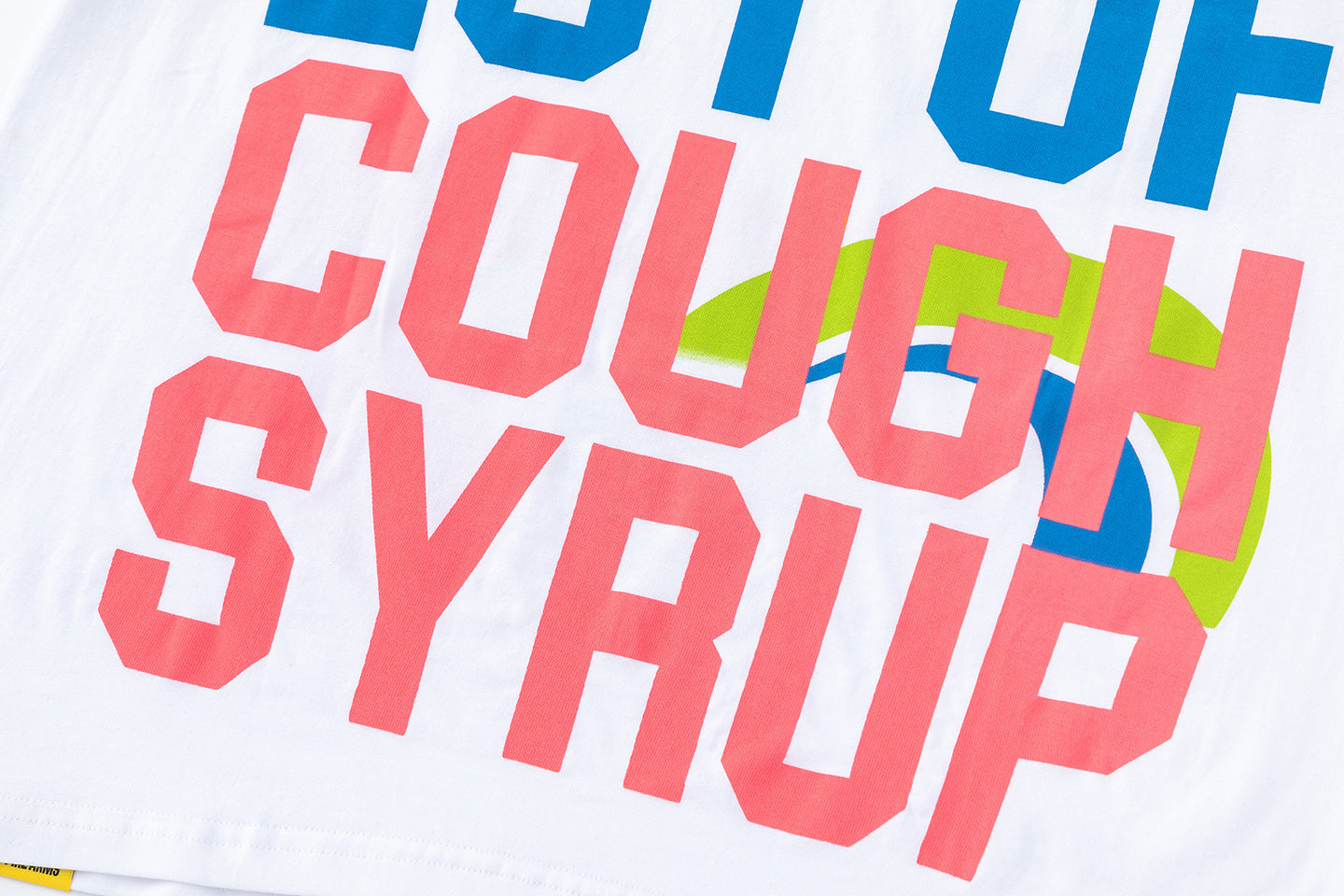 White unisex graphic T-shirt with colorful Plan B and cough syrup text print on the front and back - view 2