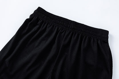 Mesh Elastic Waist Athletic Shorts Breathable Perforated Casual Summer Street Shorts | Dark Mesh
