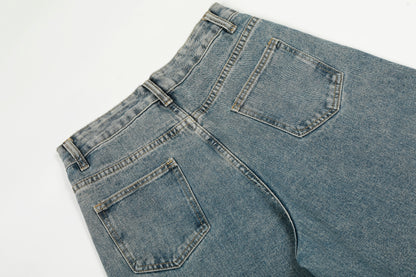 California Script Print Rhinestone Wide Leg Barrel Jeans Vintage Washed High Waist Y2K Streetwear