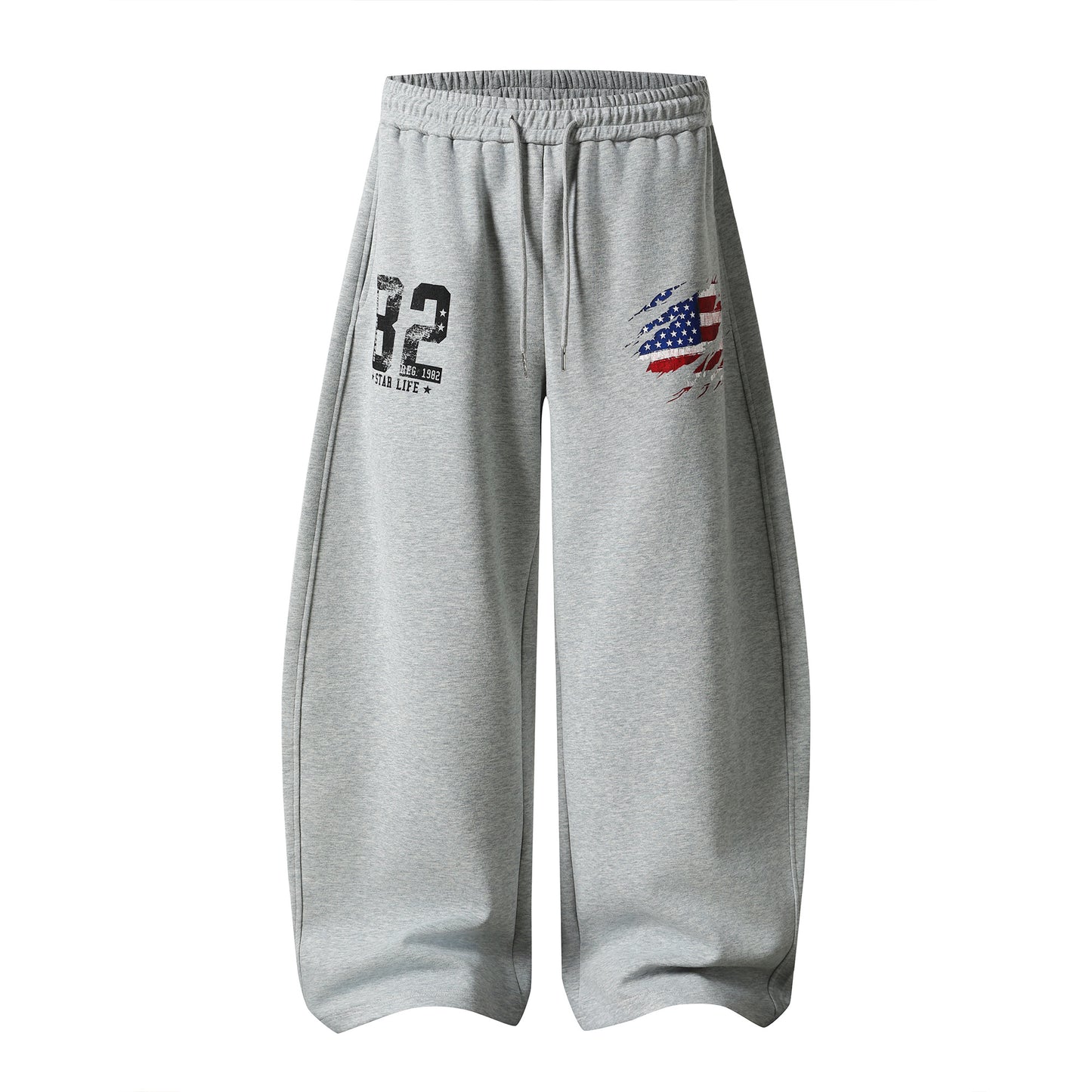 American Flag Print Wide Leg Sweatpants Number 32 Graphic Elastic Waist Baggy Fleece Pants Casual Streetwear Trousers | Flag 32