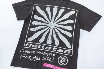 Graphic Print Tee Hellstar Oversized Black Cotton Streetwear Casual Summer T-Shirt | Star Born