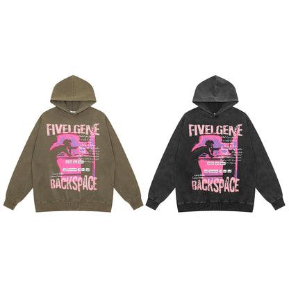 Women's Oversized Graphic Print Hoodie Long Sleeve Pullover Streetwear Casual Fall Winter Sweatshirt