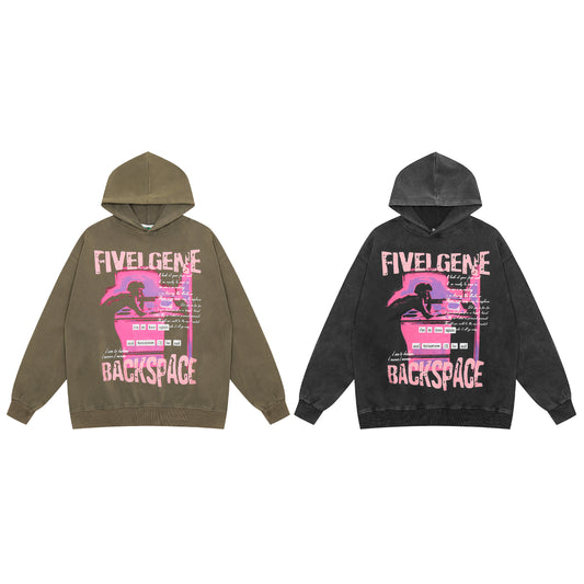 Brown hoodie back view