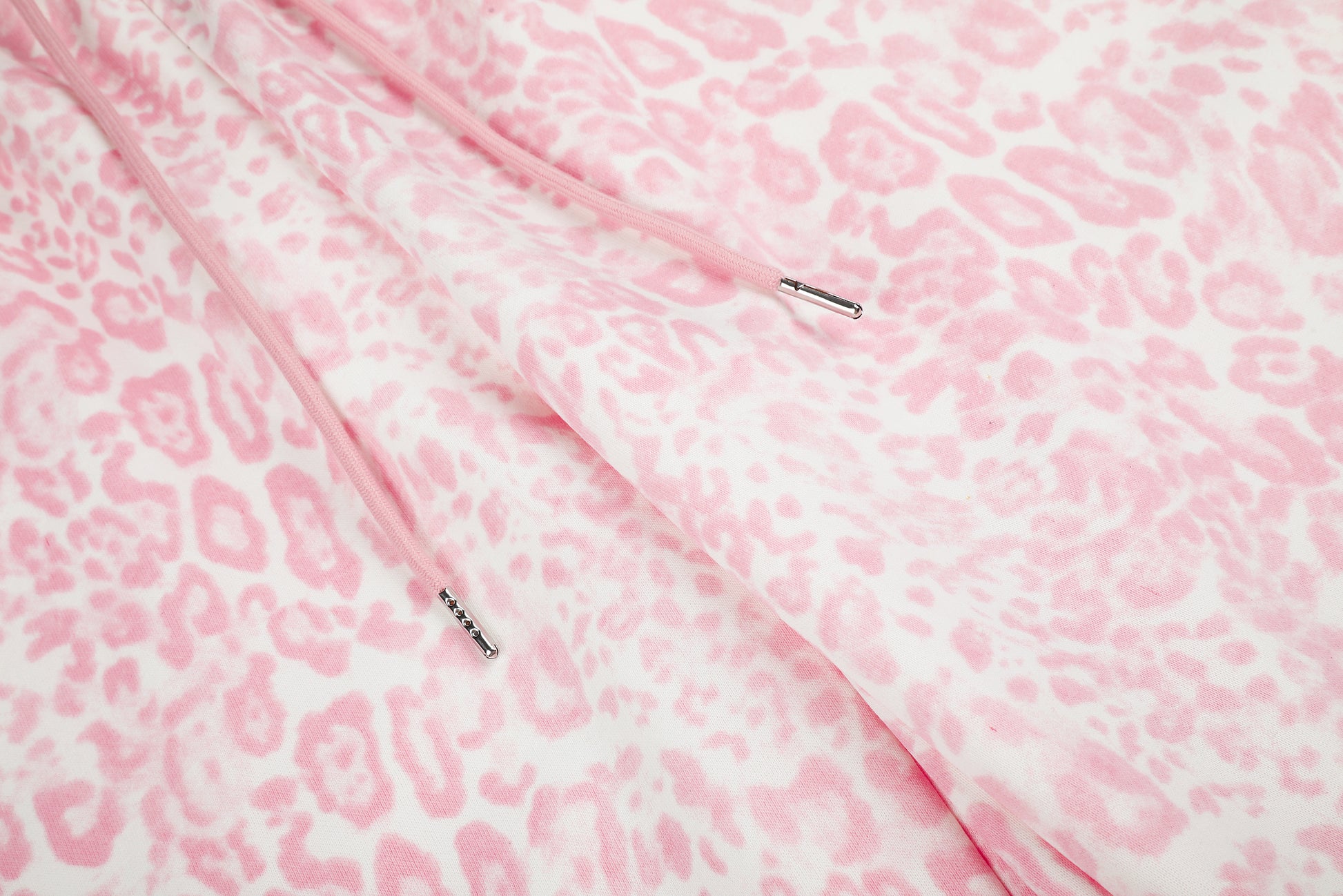 Women's Pink Leopard Wide Leg Pants - Waistband Detail