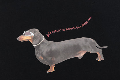 Happy Dog Dachshund Graphic Oversized Tee Cute Animal Print Streetwear Short Sleeve T-Shirt