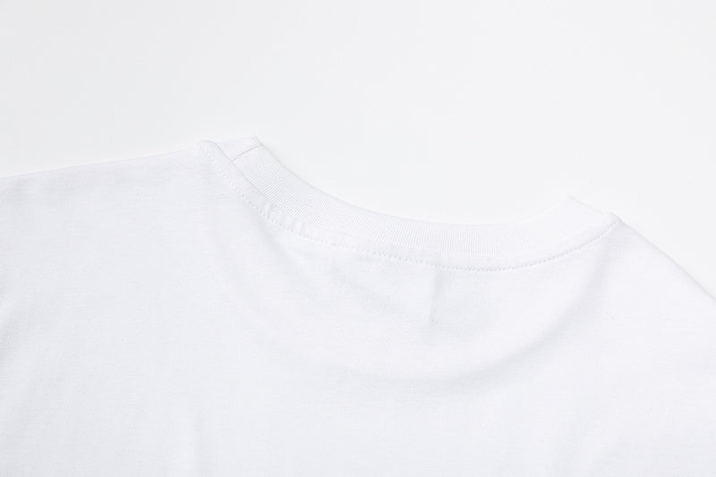 White short sleeve crewneck T-shirt with small red and blue Syna mountain chest graphic - view 2
