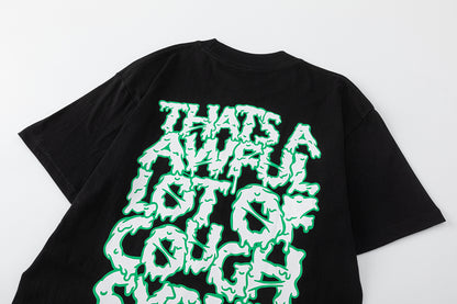 Slime Drip Graphic Tee Slogan Print Oversized Black Cotton Streetwear Casual Summer T-Shirt | Green Slime