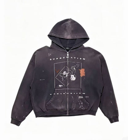 Suprematism Zip Up Hoodie