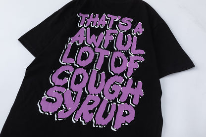 Slogan Bubble Letter Graphic Tee Purple Print Oversized Black Cotton Streetwear Casual Summer T-Shirt | Purple Lean