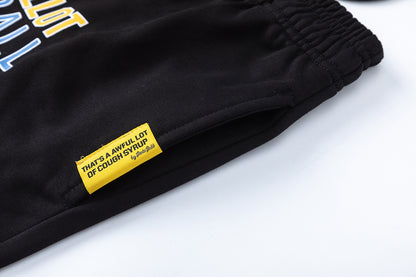 Solid Black Elastic Waist Athletic Shorts Lightweight Casual Summer Street Workout Shorts | Jet Short