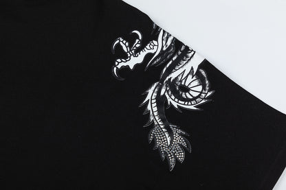 Trapstar Unisex Dragon Graphic T-Shirt, Oversized Crewneck Rhinestone Streetwear