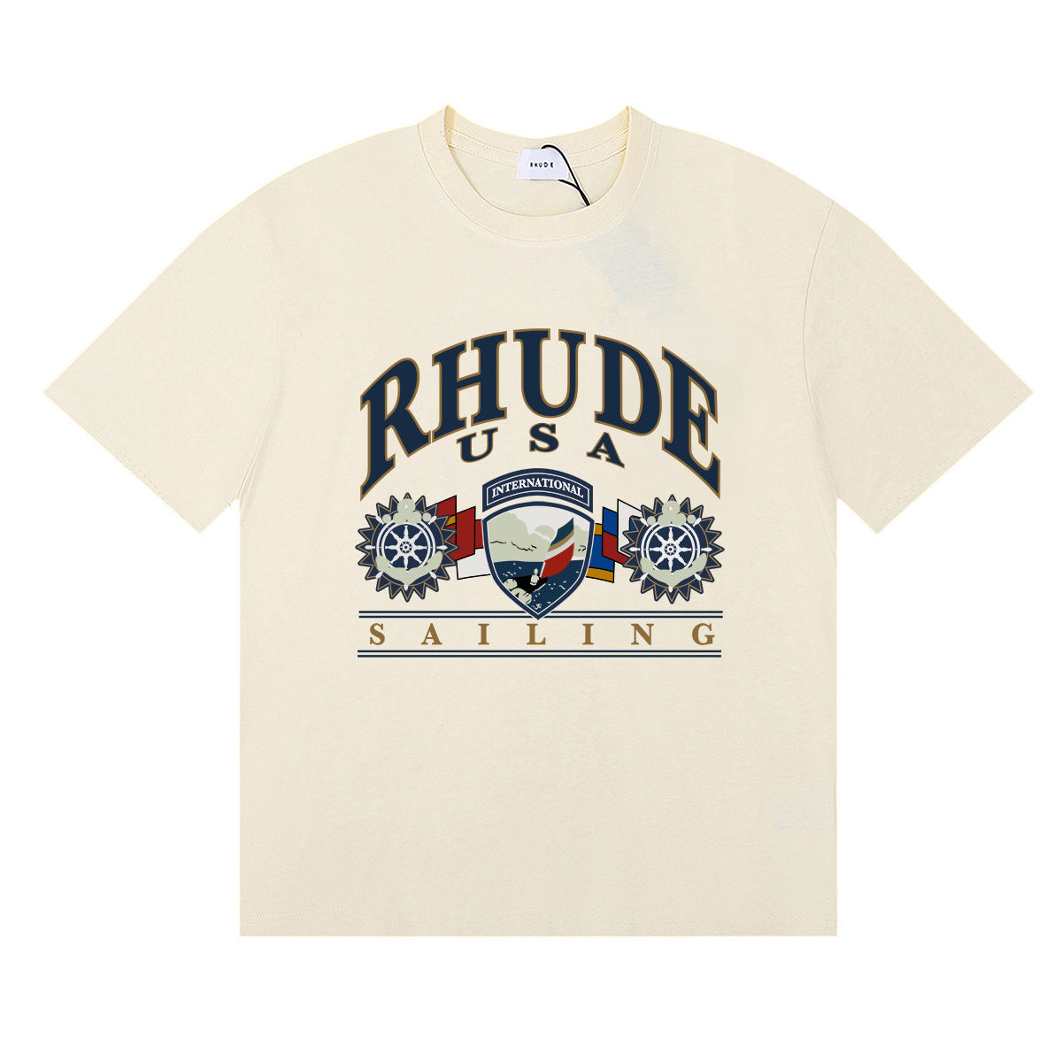 编号50189，美潮Rhude USA Sailing印花高品质双纱纯棉短袖T恤男女11 - 2