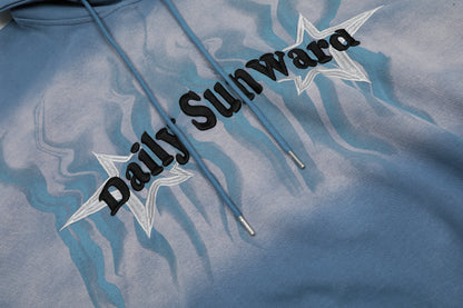 Daily Sunward Flame Star Tie-Dye Gradient Fleece Hoodie Oversized Streetwear Y2K Grunge Warm Winter Pullover Sweatshirt | Flame Drift