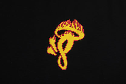 Flame Mushroom Graphic Short Sleeve Tee Oversized Crew Neck Cotton Streetwear Casual Summer Unisex T-Shirt | Flame Shroom Tee