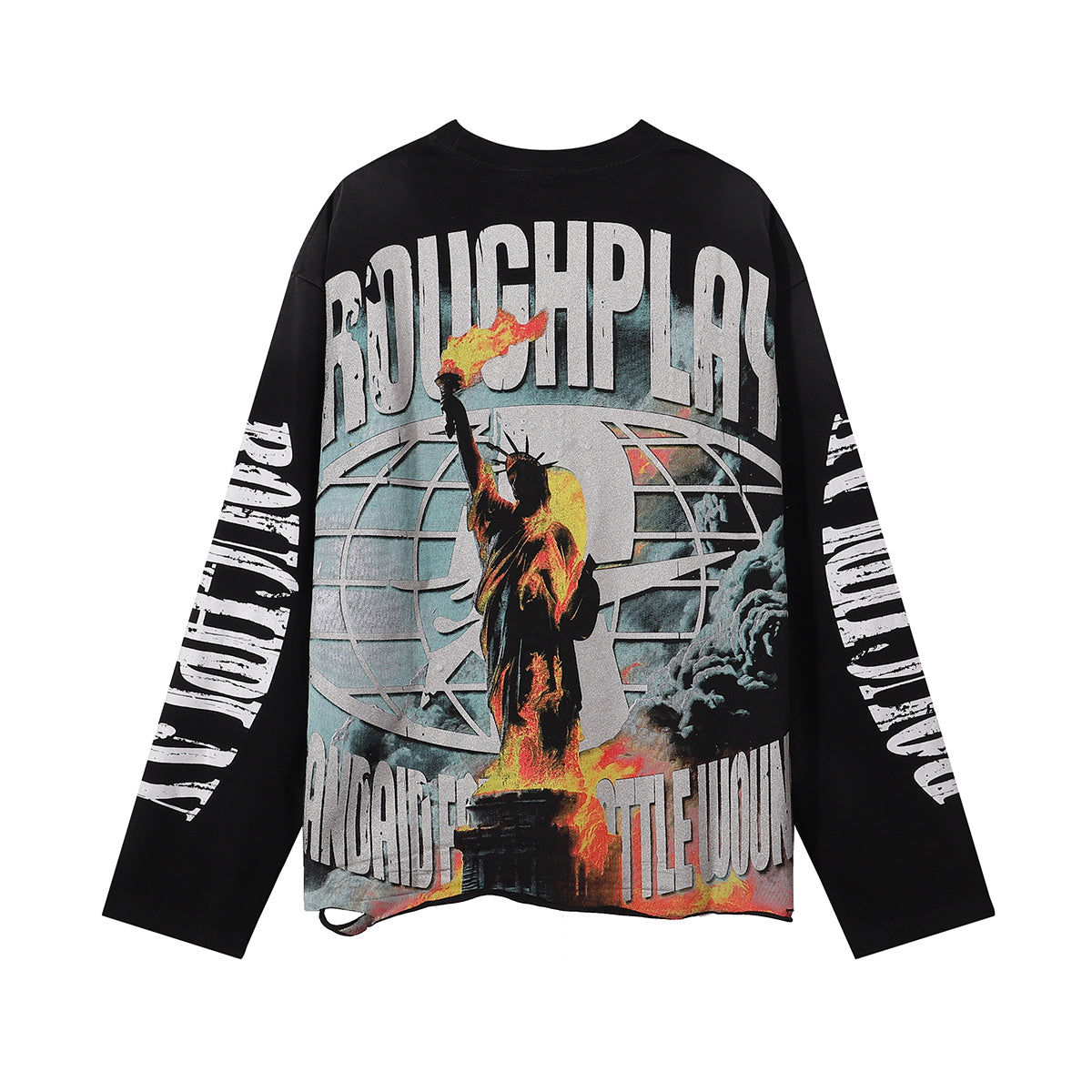 编号R528，批75，RoughPlay NYC Longsleeve烫钻设计自由女神印花24 - 2