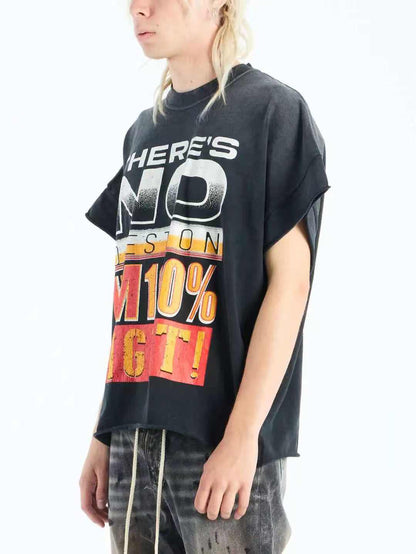 SECND SLF No Question I'm 100% Right Slogan Tee Washed Black Heavy Drop Shoulder Cracked Print Streetwear | 100 Right Tee