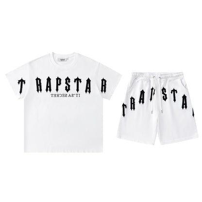Trapstar Unisex T-Shirt and Shorts Set, Gothic Logo Streetwear Outfit