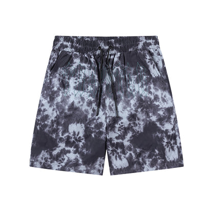 Unisex Tie Dye Graphic Shorts with Drawstring Waist and Front Pockets