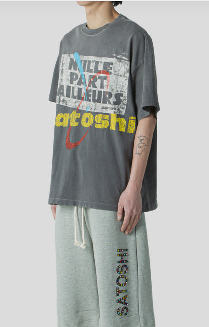 Satoshi Nakamoto Nulle Part Ailleurs Tee - Washed Black