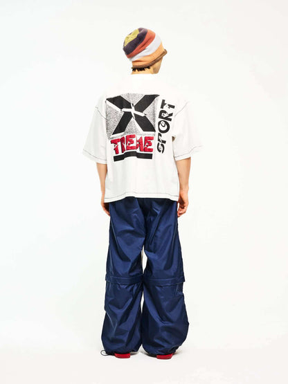 SECND SLF Xtreme Sport Big X Gravel Print Short Sleeve Tee Off-White Boxy Dual-Print American Streetwear | Xtreme X Tee