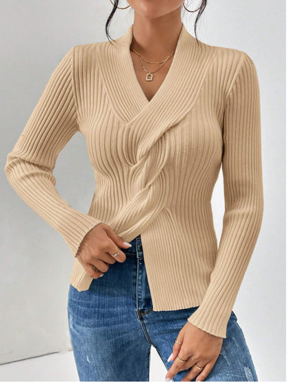 Long Sleeve Solid Color Slim Fit Sweater Women's Clothing Knitwear Fashion